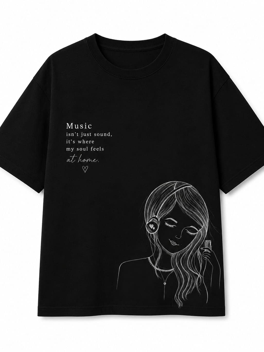 Street theme — At Home tee in black, oversized studio shot